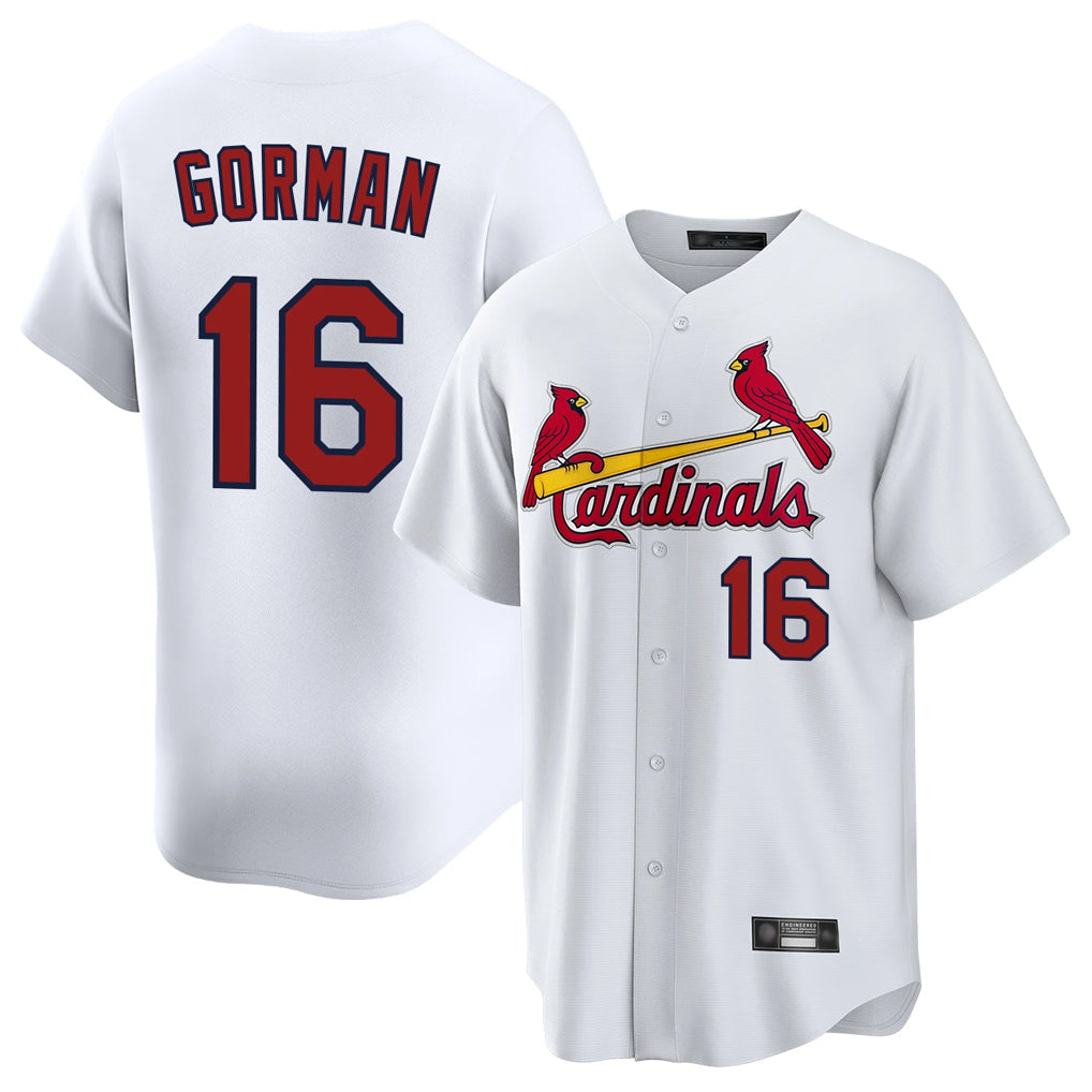 Tlead St. Louis Cardinals #16 Nolan Gorman Player White Home Game Stitched Jerseys
