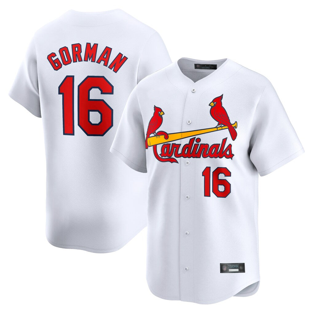Tlead St. Louis Cardinals #16 Nolan Gorman Player White Home Limited Stitched Jerseys