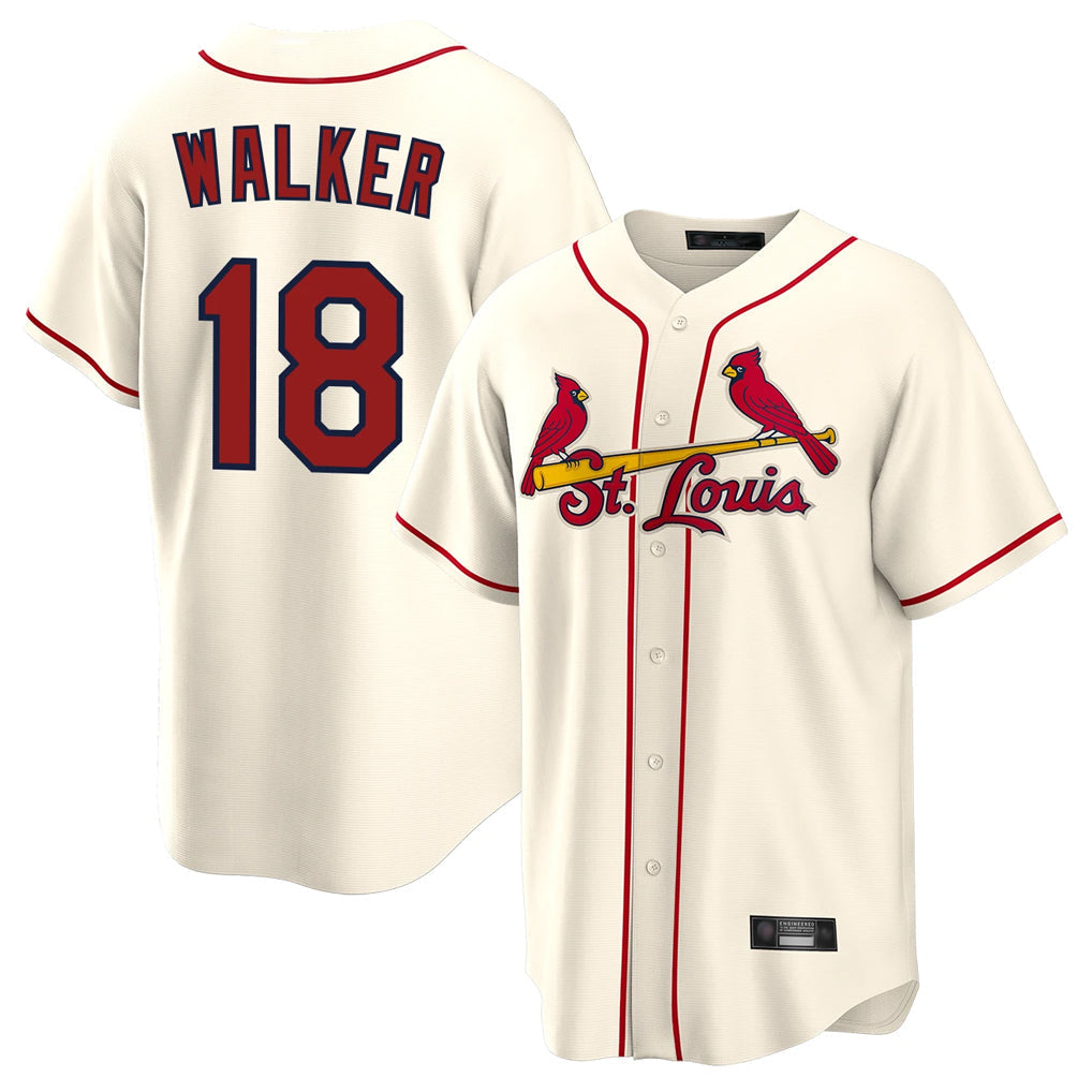 Tlead St. Louis Cardinals #18 Jordan Walker Player Cream Home Game Stitched Jerseys