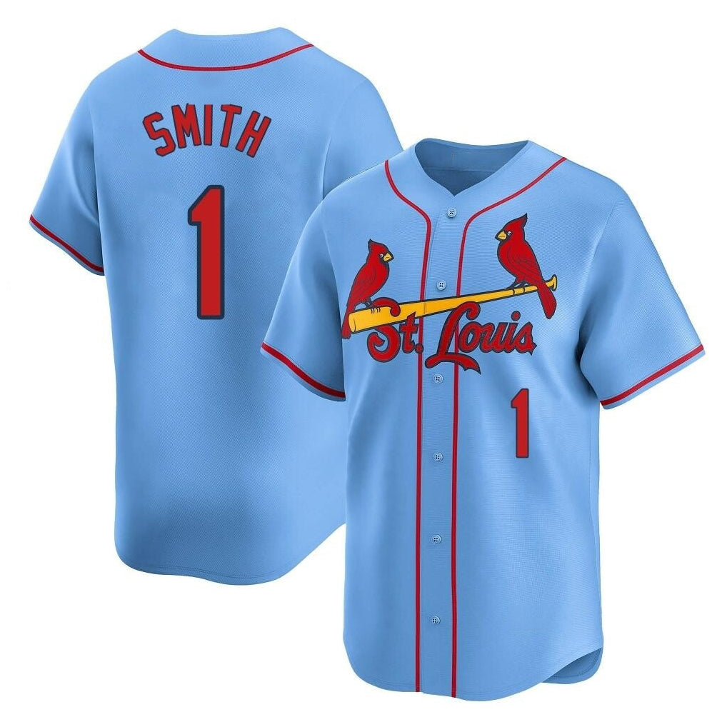 Tlead St. Louis Cardinals #1 Ozzie Smith Player Light Blue Home Limited Stitched Jerseys