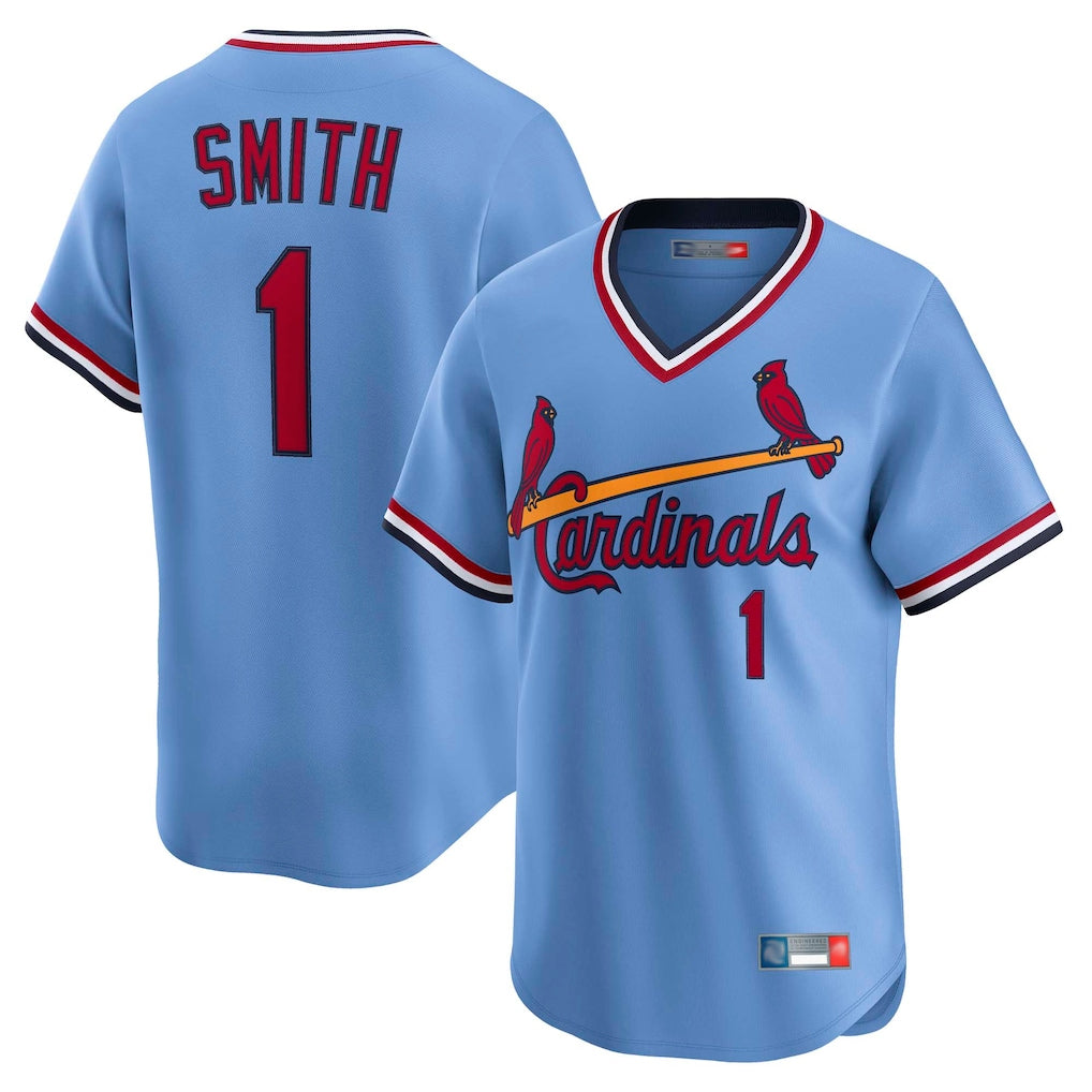Tlead St. Louis Cardinals #1 Ozzie Smith Player Light Blue Throwback Cooperstown Collection Limited Stitched Jerseys