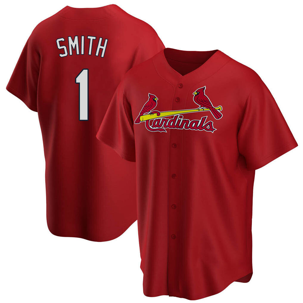 Tlead St. Louis Cardinals #1 Ozzie Smith Player Red Home Game Stitched Jerseys
