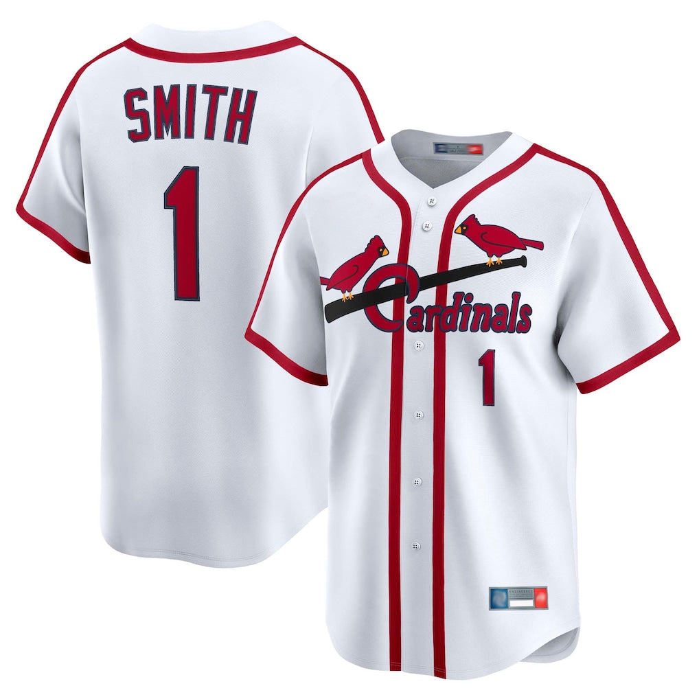 Tlead St. Louis Cardinals #1 Ozzie Smith Player White Throwback Cooperstown Collection Limited Stitched Jerseys