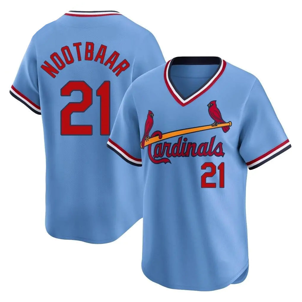 Tlead St. Louis Cardinals #21 Lars Nootbaar Player Light Blue City Connect Home T-shirt Stitched Jerseys