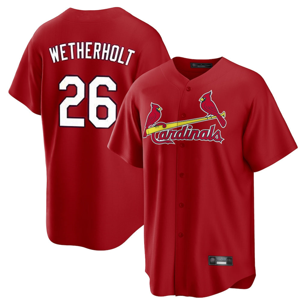 Tlead St. Louis Cardinals #26 JJ Wetherholt Player Red Home Game Stitched Jerseys
