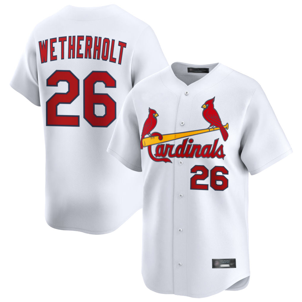 Tlead St. Louis Cardinals #26 JJ Wetherholt Player White Home Limited Stitched Jerseys