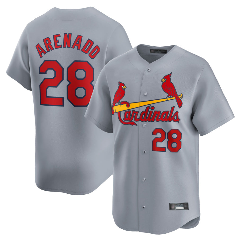 Tlead St. Louis Cardinals #28 Nolan Arenado Player Gray Home Limited Stitched Jerseys