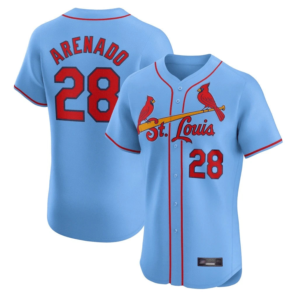 Tlead St. Louis Cardinals #28 Nolan Arenado Player Light Blue Home Limited Elite Stitched Jerseys