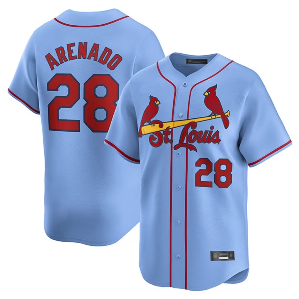 Tlead St. Louis Cardinals #28 Nolan Arenado Player Light Blue Home Limited Stitched Jerseys