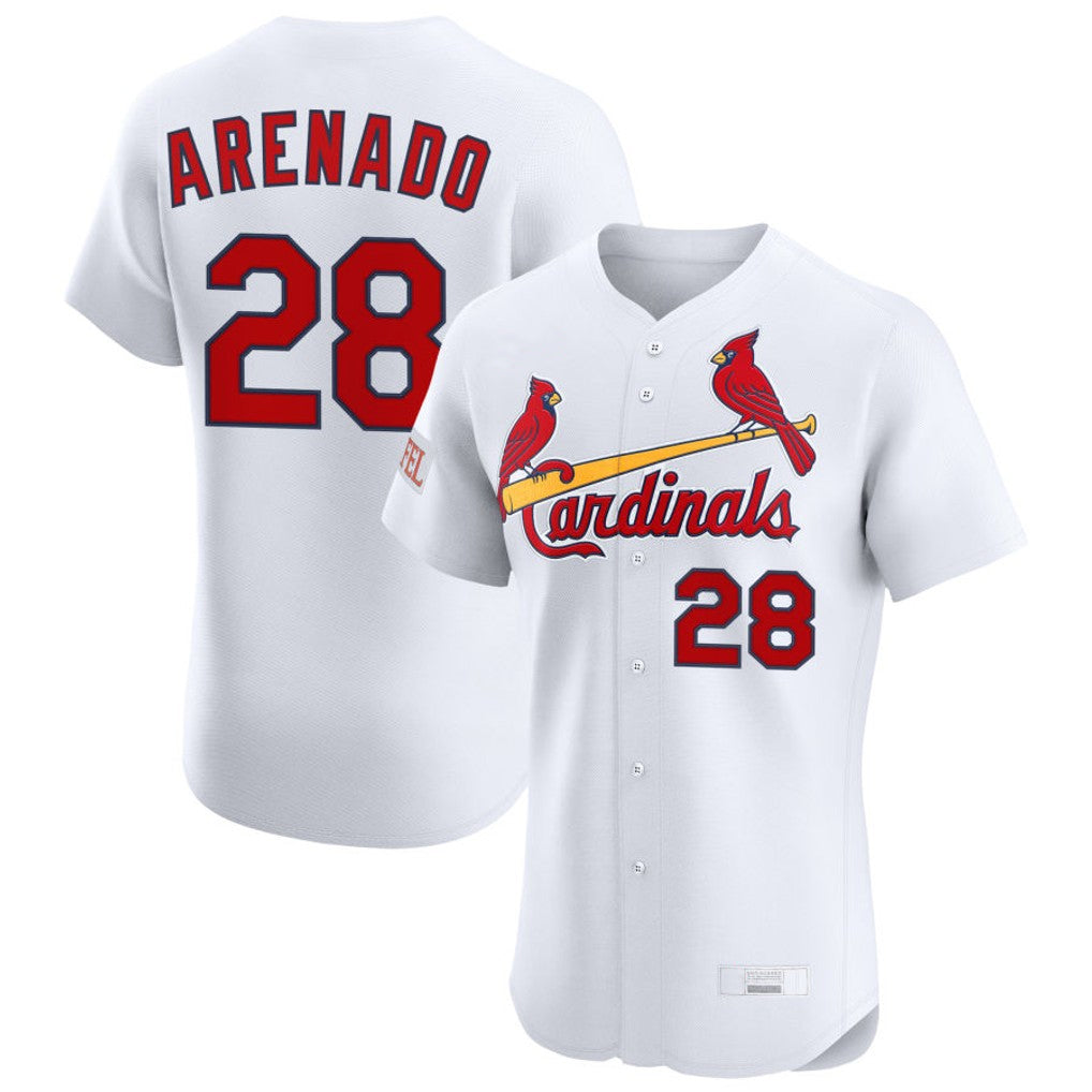Tlead St. Louis Cardinals #28 Nolan Arenado Player White Home Limited Elite Stitched Jerseys