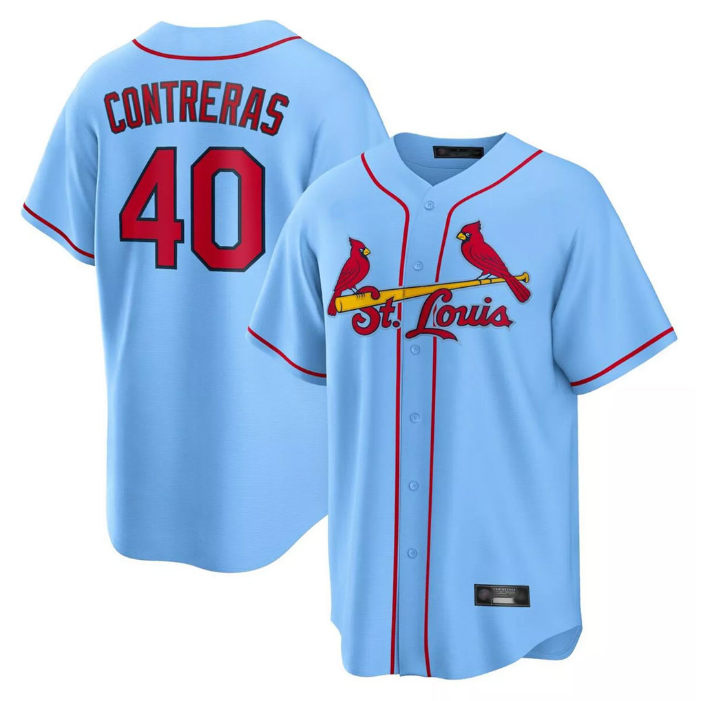 Tlead St. Louis Cardinals #40 Willson Contreras Player Light Blue Home Game Stitched Jerseys