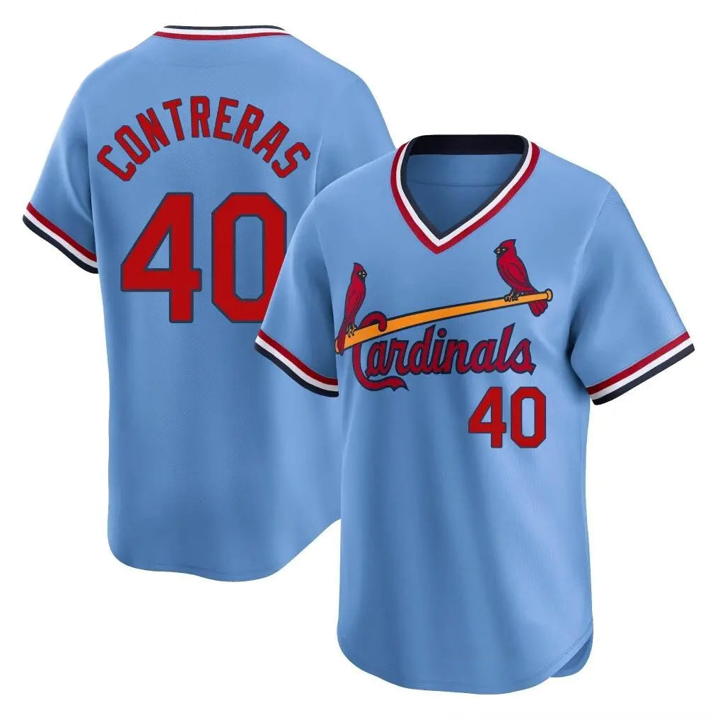 Tlead St. Louis Cardinals #40 Willson Contreras Player Light Blue Throwback Cooperstown Collection Limited Stitched Jerseys