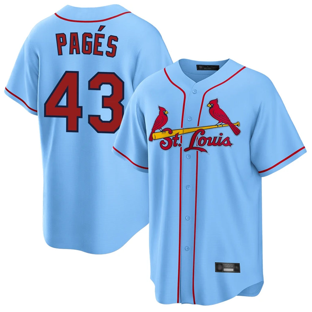 Tlead St. Louis Cardinals #43 Pedro Pages Player Light Blue Home Game Stitched Jerseys