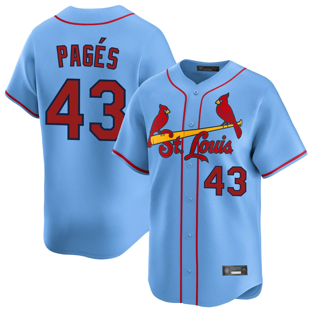 Tlead St. Louis Cardinals #43 Pedro Pages Player Light Blue Home Limited Stitched Jerseys