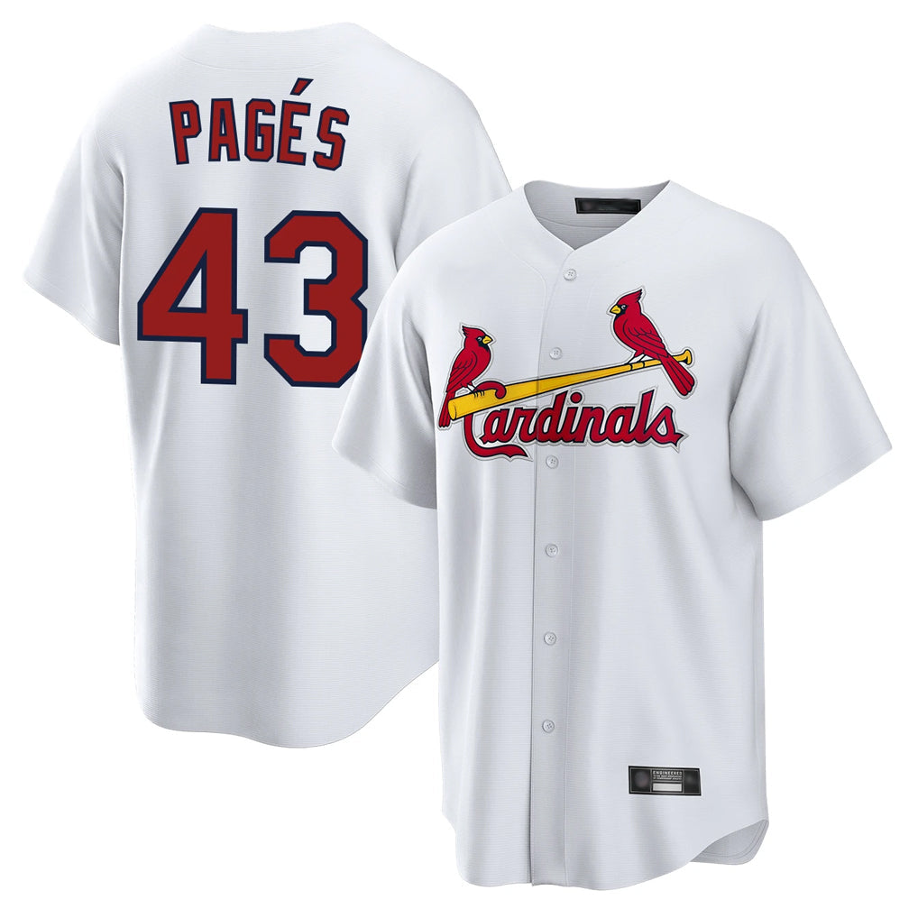 Tlead St. Louis Cardinals #43 Pedro Pages Player White Home Game Stitched Jerseys