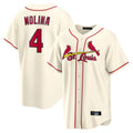Tlead St. Louis Cardinals #4 Yadier Molina Player Cream Home Game Stitched Jerseys