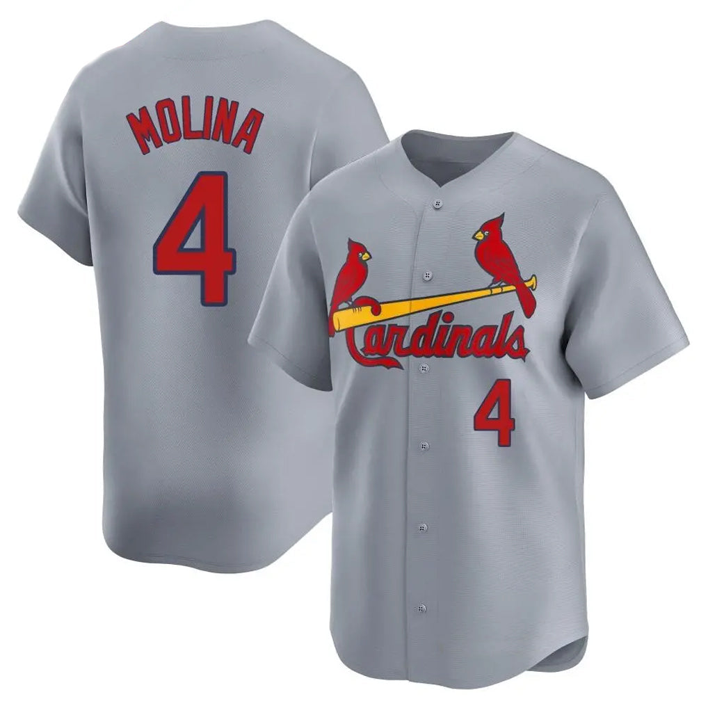 Tlead St. Louis Cardinals #4 Yadier Molina Player Gray Home Limited Stitched Jerseys