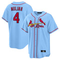 Tlead St. Louis Cardinals #4 Yadier Molina Player Light Blue Home Game Stitched Jerseys