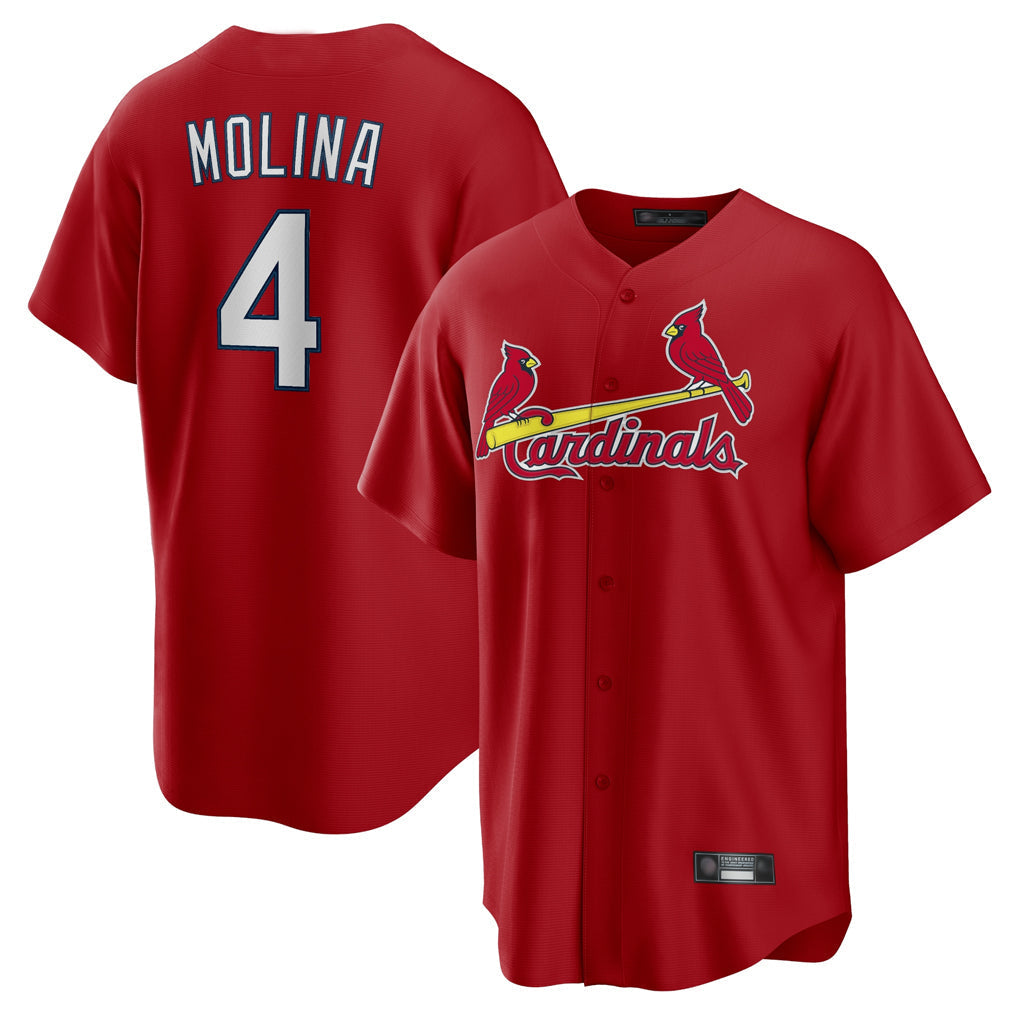 Tlead St. Louis Cardinals #4 Yadier Molina Player Red Home Game Stitched Jerseys