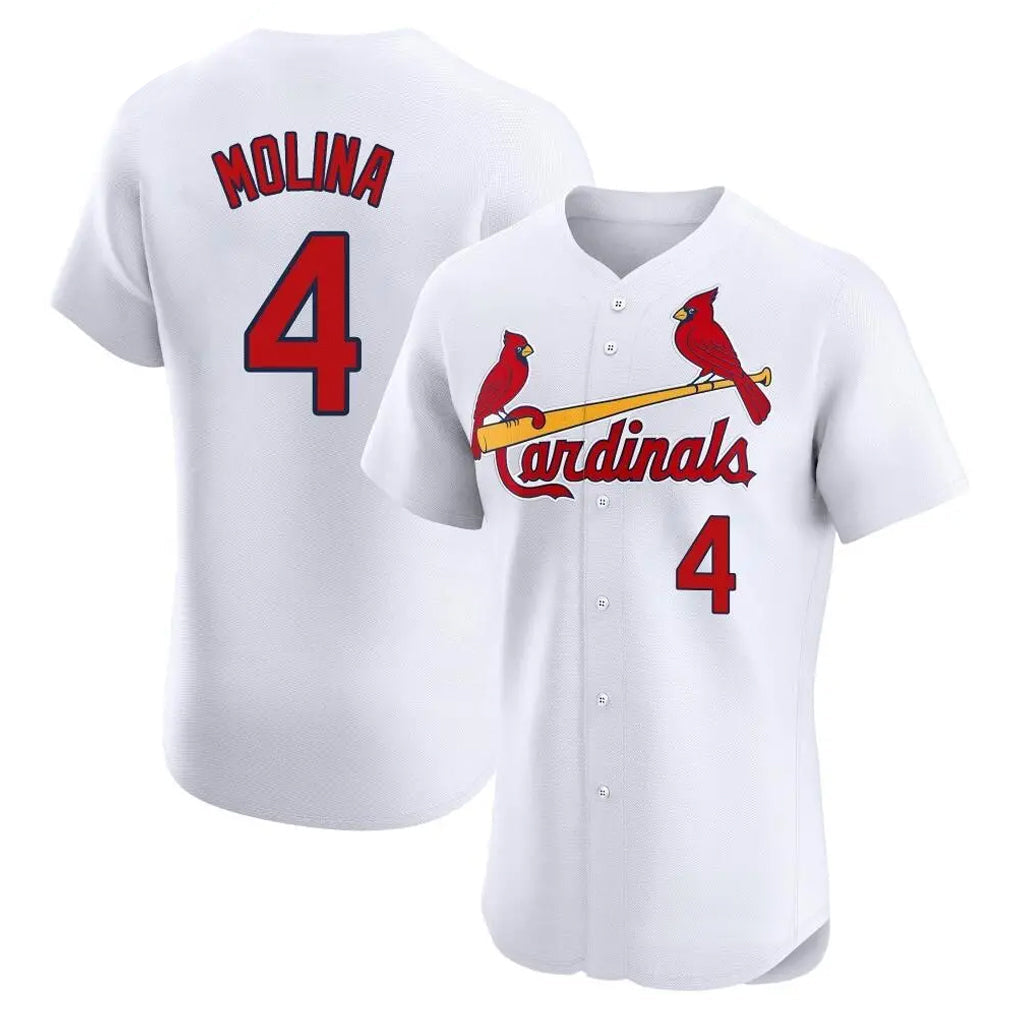 Tlead St. Louis Cardinals #4 Yadier Molina Player White Home Limited Elite Stitched Jerseys
