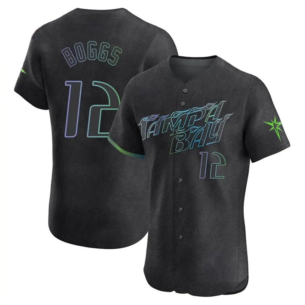Tlead TB.Rays #12 Wade Boggs Player Black City Connect Home Limited Elite Stitched Jerseys