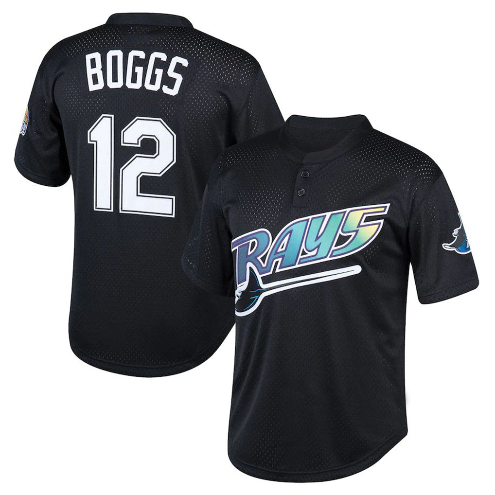 Tlead TB.Rays #12 Wade Boggs Player Black Mitchell & Ness Cooperstown Collection Mesh Batting Practice Stitched Jerseys