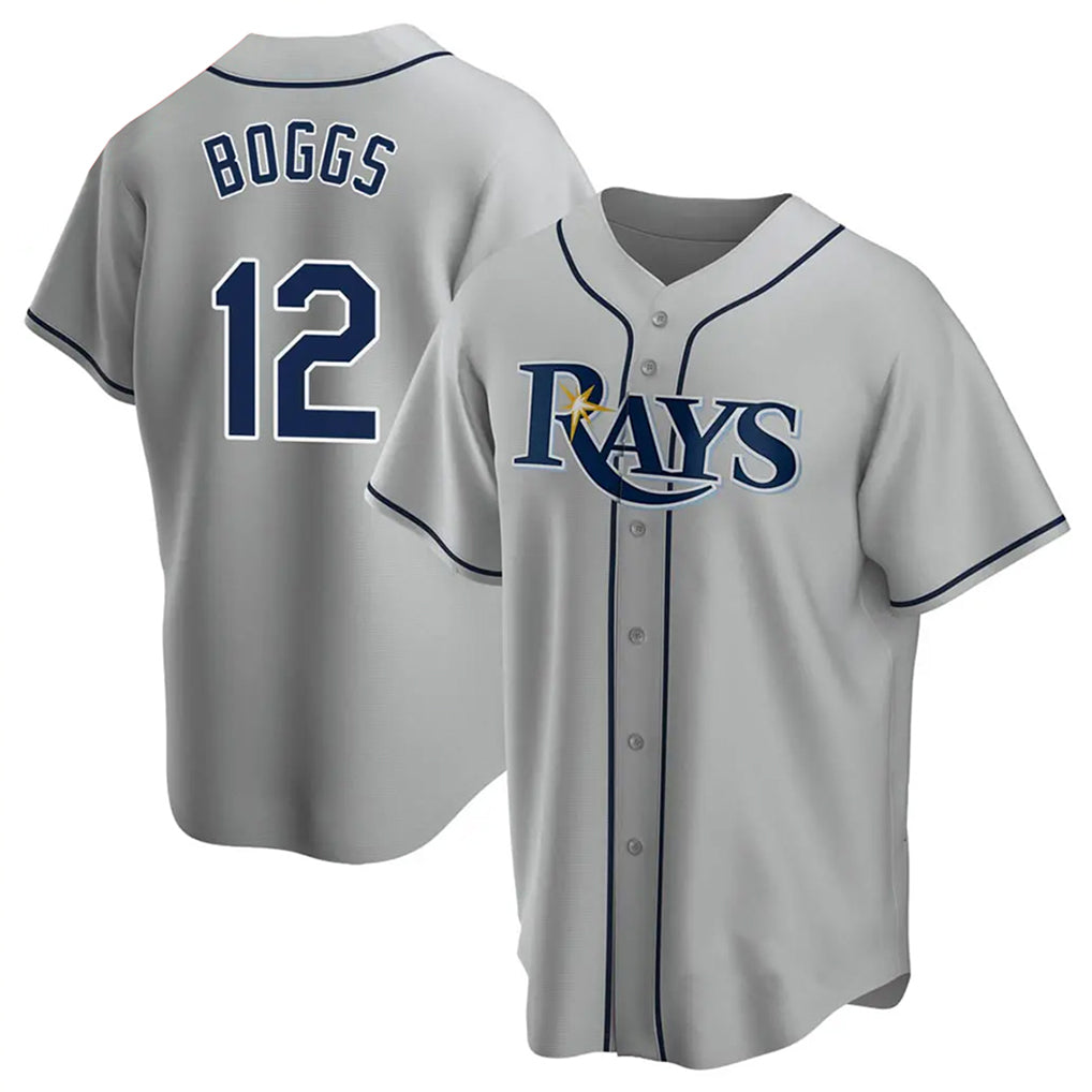 Tlead TB.Rays #12 Wade Boggs Player Gray Home Game Stitched Jerseys