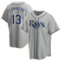 Tlead TB.Rays #13 Junior Caminero Player Gray Home Game Stitched Jerseys