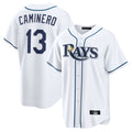 Tlead TB.Rays #13 Junior Caminero Player White Home Game Stitched Jerseys