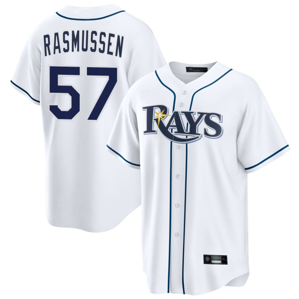 Tlead TB.Rays #57 Drew Rasmussen Player White Home Game Stitched Jerseys