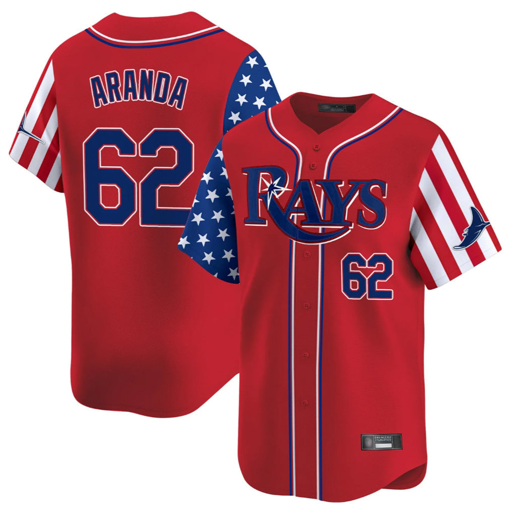 Tlead TB.Rays #62 Jonathan Aranda Player Red 2025 Independence Day Vapor Premier Limited Stitched Jerseys