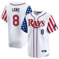 Tlead TB.Rays TB.Rays #8 Brandon Lowe Player White 2025 Independence Day Vapor Premier Limited Stitched Jerseys