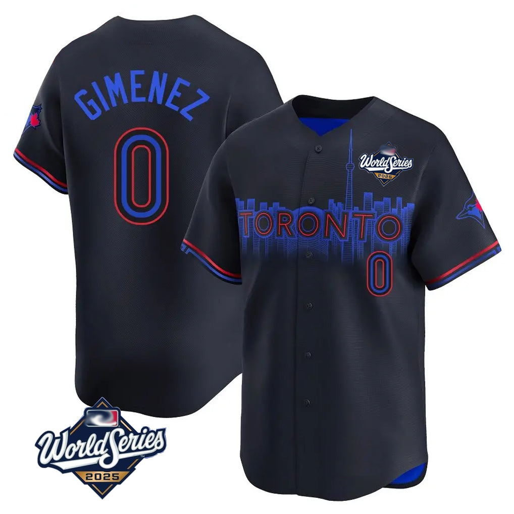 Tlead T.Blue Jays #0 Andres Gimenez Player Black 2025 World Series City Connect Stitched Jerseys