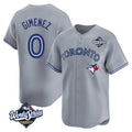Tlead T.Blue Jays #0 Andres Gimenez Player Gray 2025 World Series Game Stitched Jerseys