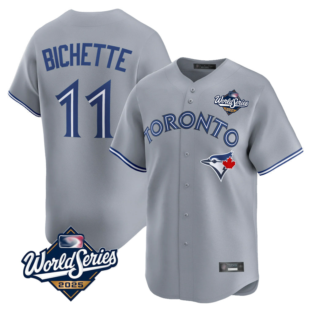 Tlead T.Blue Jays #11 Bo Bichette Player Gray 2025 World Series Limited Home Stitched Jerseys
