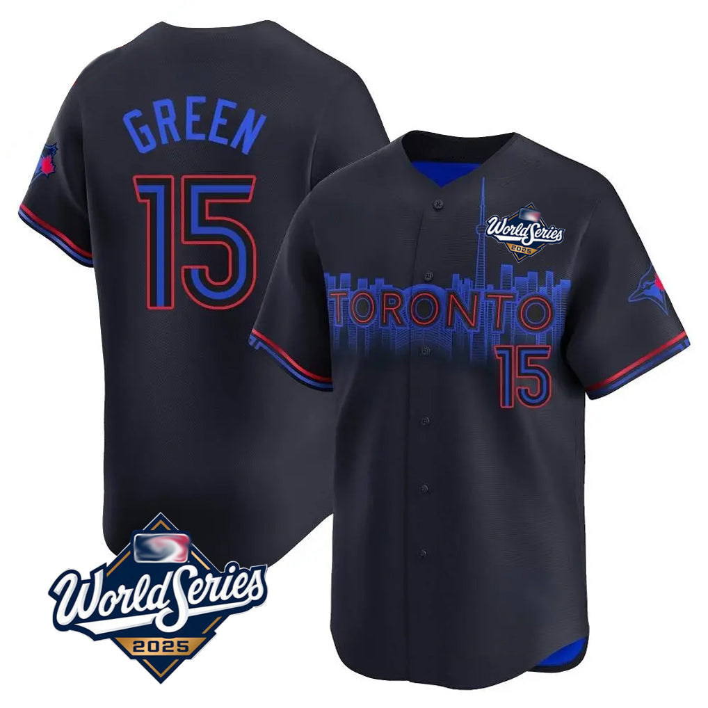 Tlead T.Blue Jays #15 Chad Green Player Black&Blue 2025 World Series City Connect Stitched Jerseys