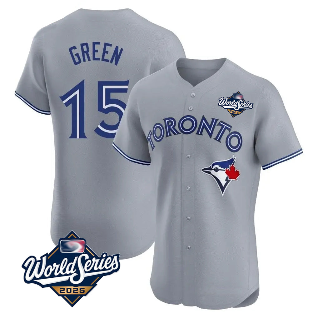 Tlead T.Blue Jays #15 Chad Green Player Gray 2025 World Series Elite Limited Stitched Jerseys