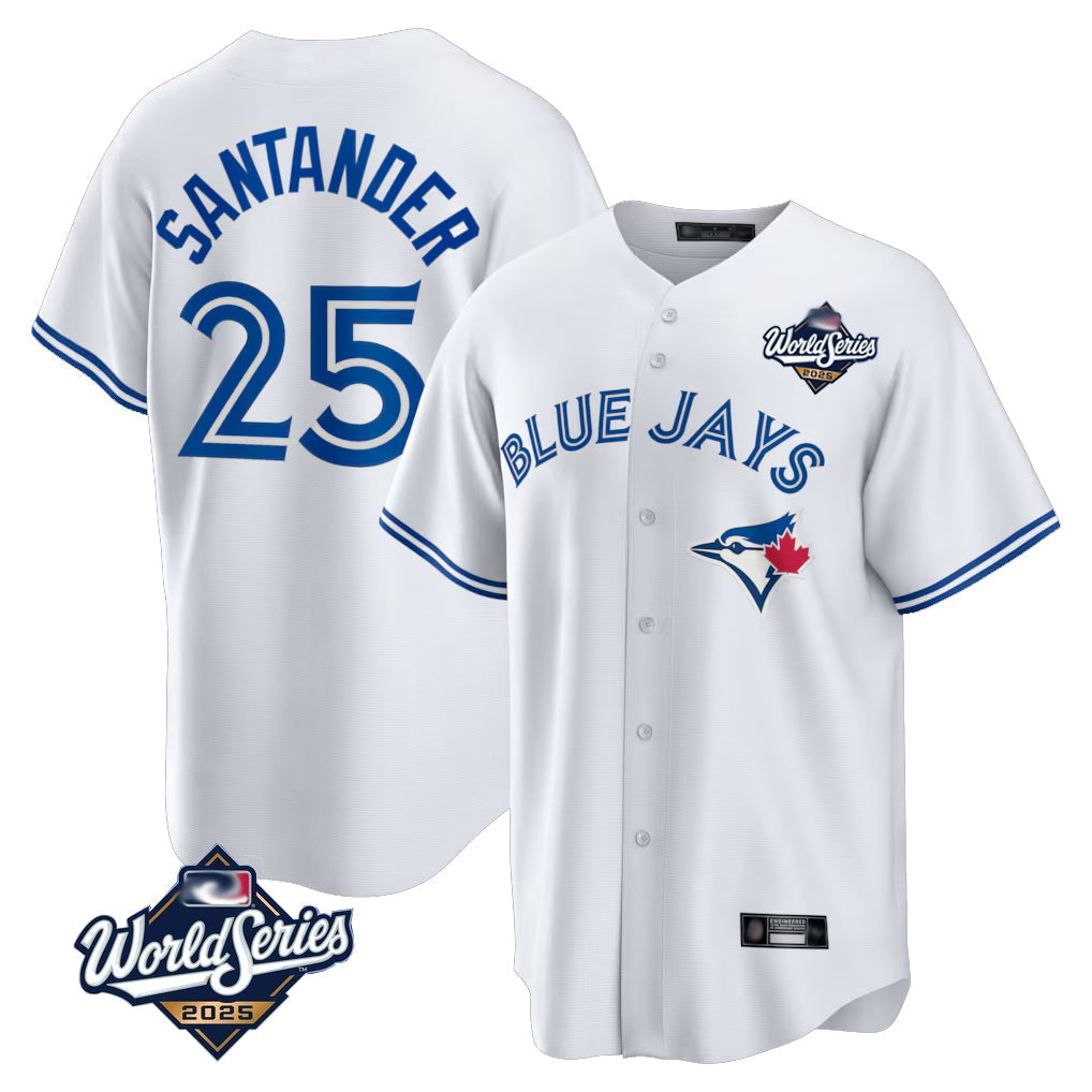Tlead T.Blue Jays #25 Anthony Santander Player White 2025 World Series Game Stitched Jerseys