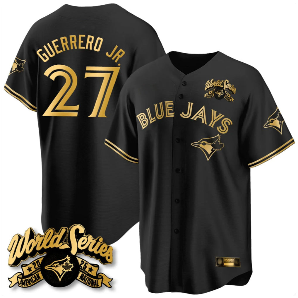 Tlead T.Blue Jays #27 Vladimir Guerrero Jr Player Black 2025 American League All Stitched Jerseys