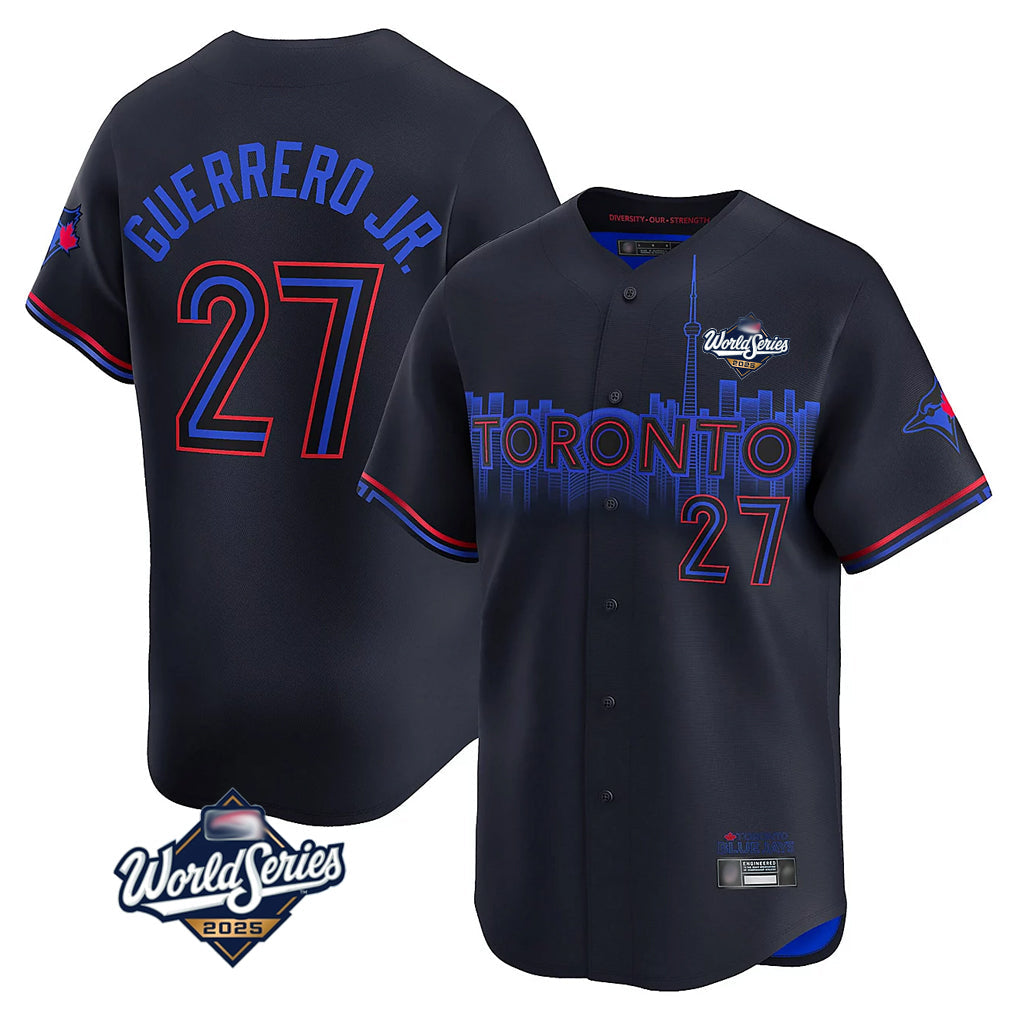 Tlead T.Blue Jays #27 Vladimir Guerrero Jr Player Black 2025 World Series City Connect Limited Stitched Jersey