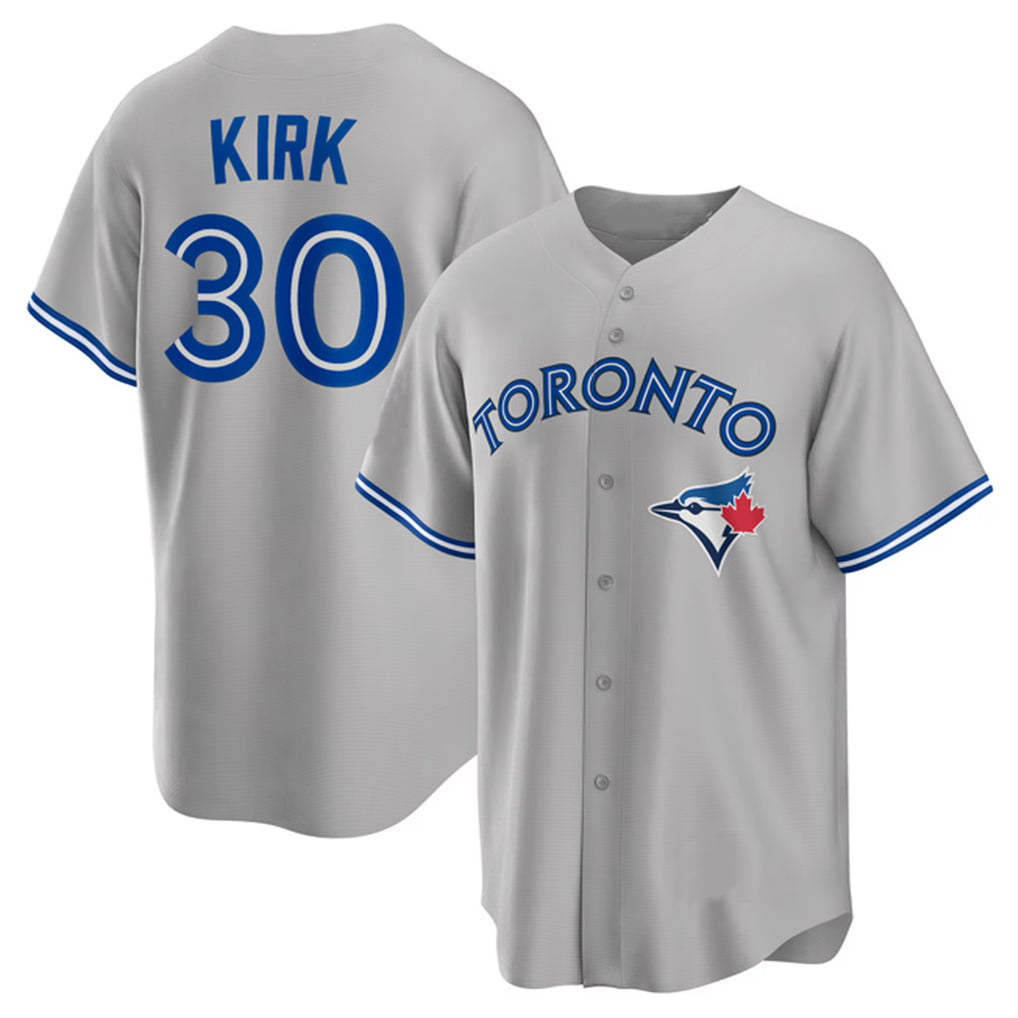 Tlead T.Blue Jays #30 Alejandro Kirk Player Gray Home Game Stitched Jerseys