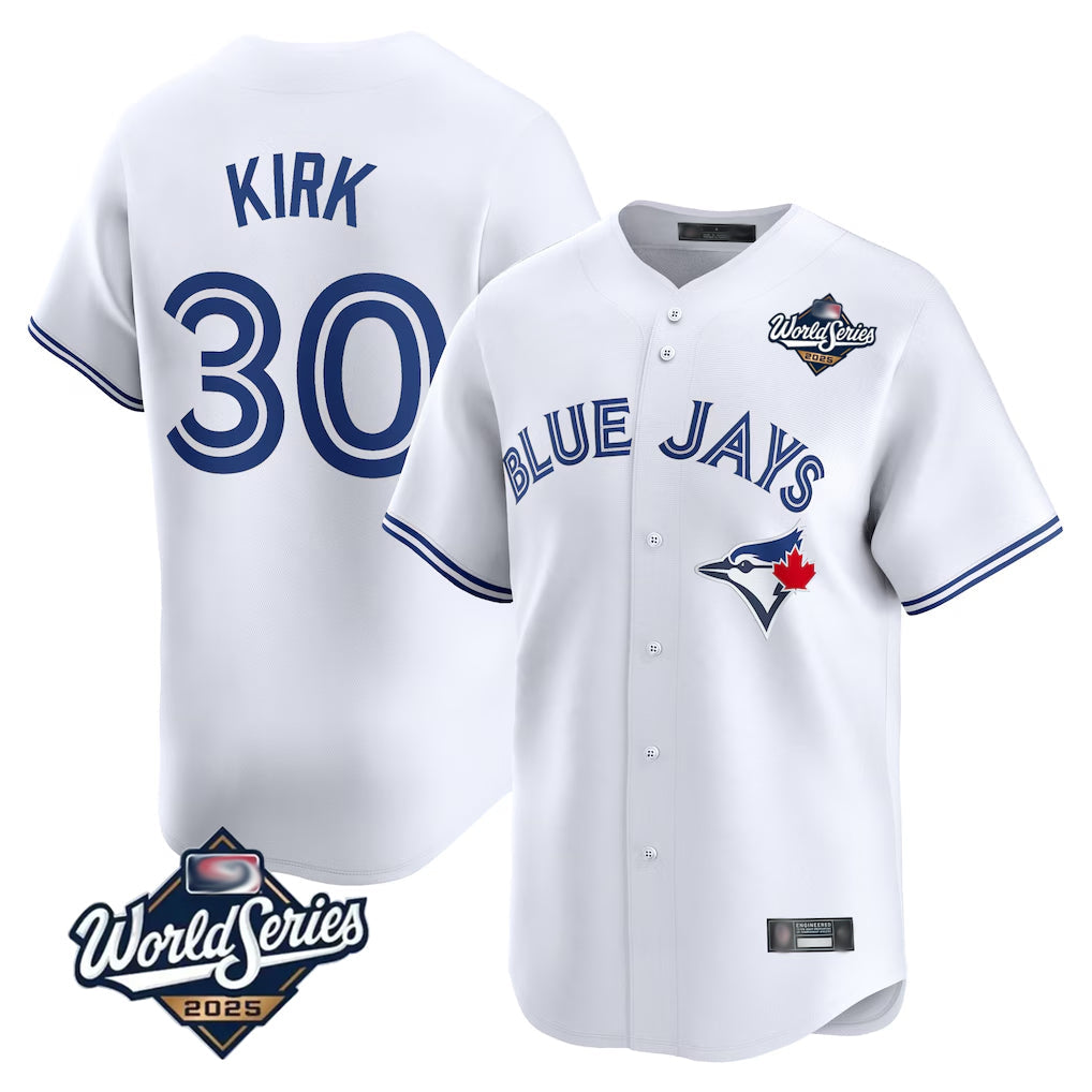 Tlead T.Blue Jays #30 Alejandro Kirk Player White 2025 World Series Home Limited Stitched Jerseys
