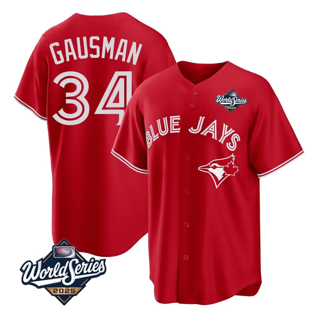 Tlead T.Blue Jays #34 Kevin Gausman Player Red 2025 American League All Stitched Jerseys