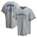 Tlead T.Blue Jays #4 George Springer Player Gray Home Game Stitched Jerseys