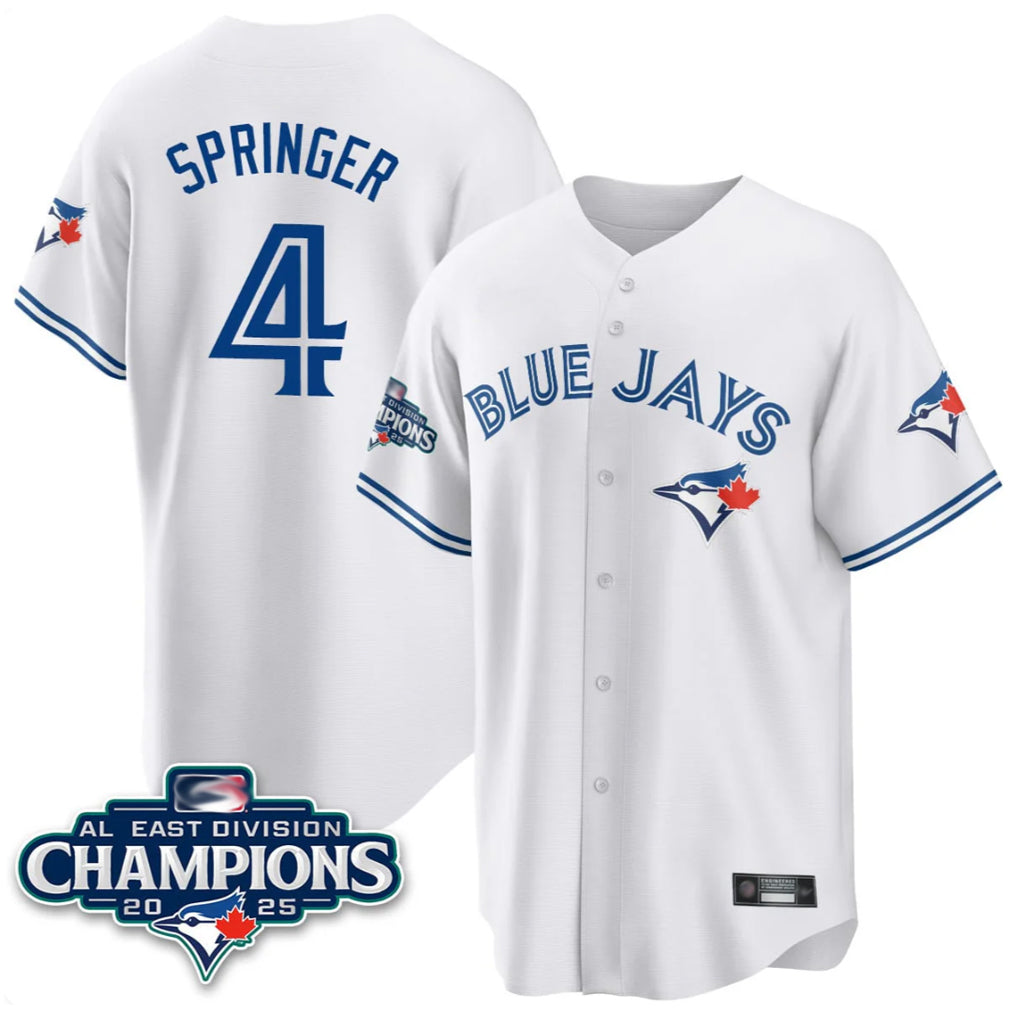 Tlead T.Blue Jays #4 George Springer Player White 2025 World Series Stitched Jerseys