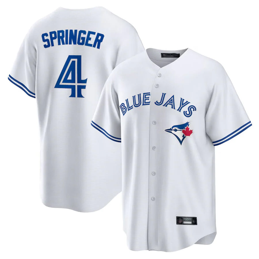Tlead T.Blue Jays #4 George Springer Player White Home Game Stitched Jerseys