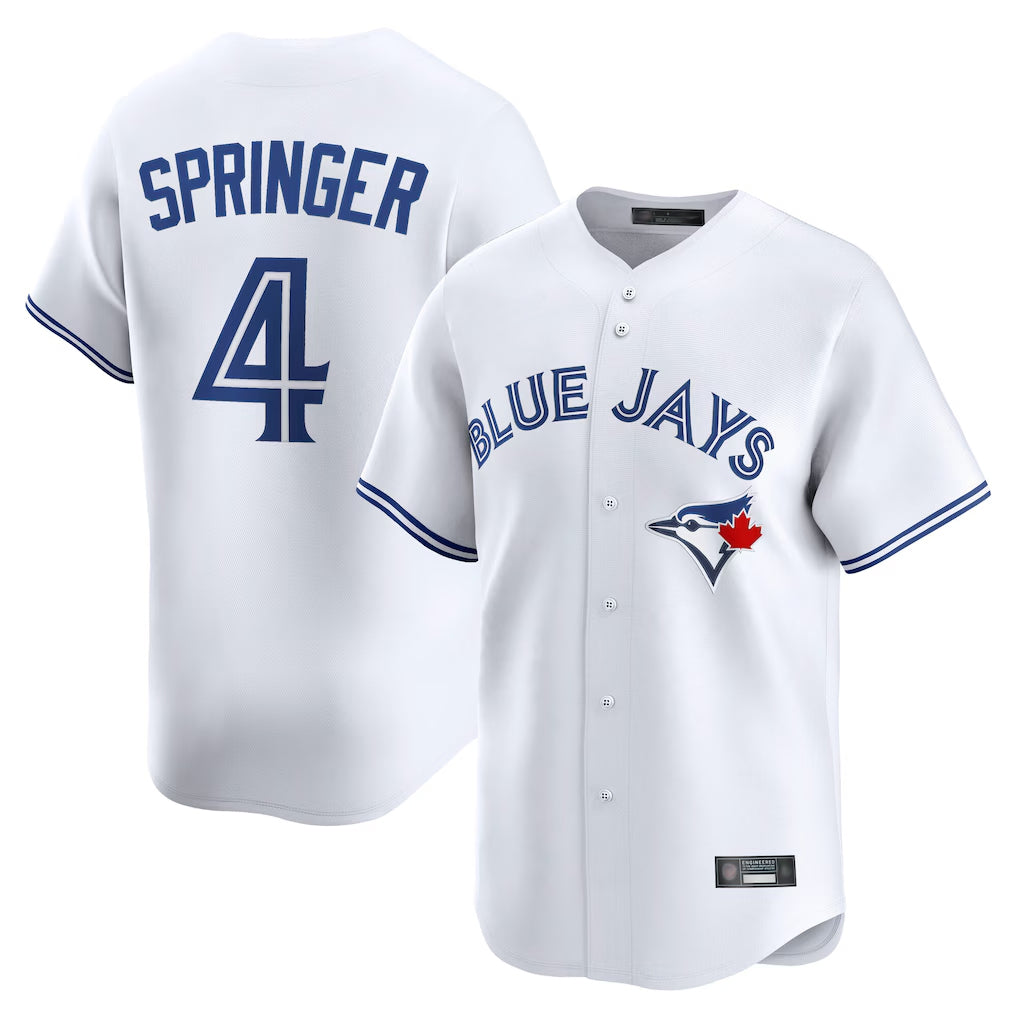 Tlead T.Blue Jays #4 George Springer Player White Home Limited Stitched Jerseys