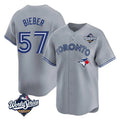 Tlead T.Blue Jays #57 Shane Bieber Player Gray 2025 World Series All Stitched Jerseys