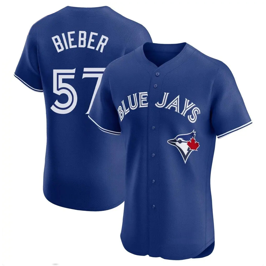Tlead T.Blue Jays #57 Shane Bieber Player Royal Elite Home Limited Stitched Jerseys