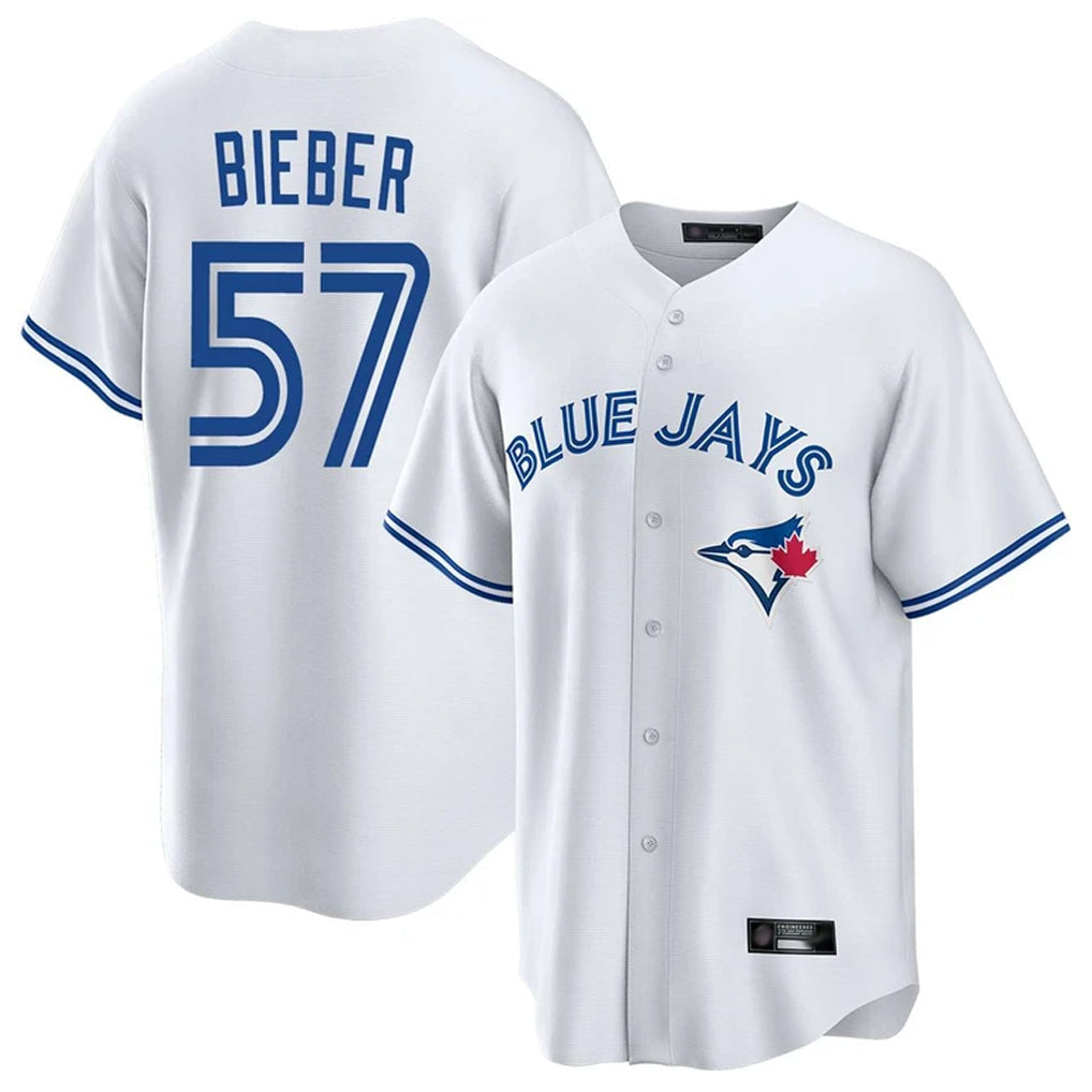 Tlead T.Blue Jays #57 Shane Bieber Player White Game Stitched Jerseys